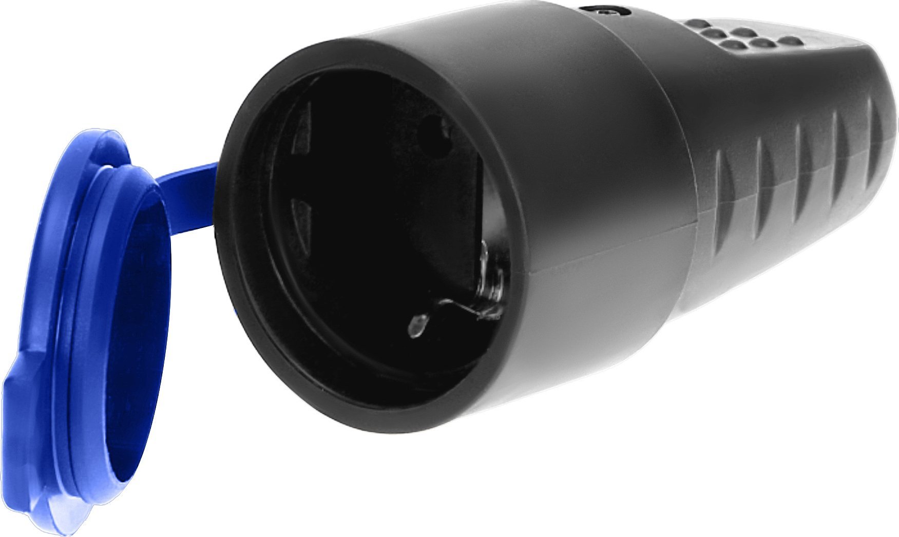 Orno Gniazdo gumowe proste IP44 z uziemieniem, czarne, wersja schuko