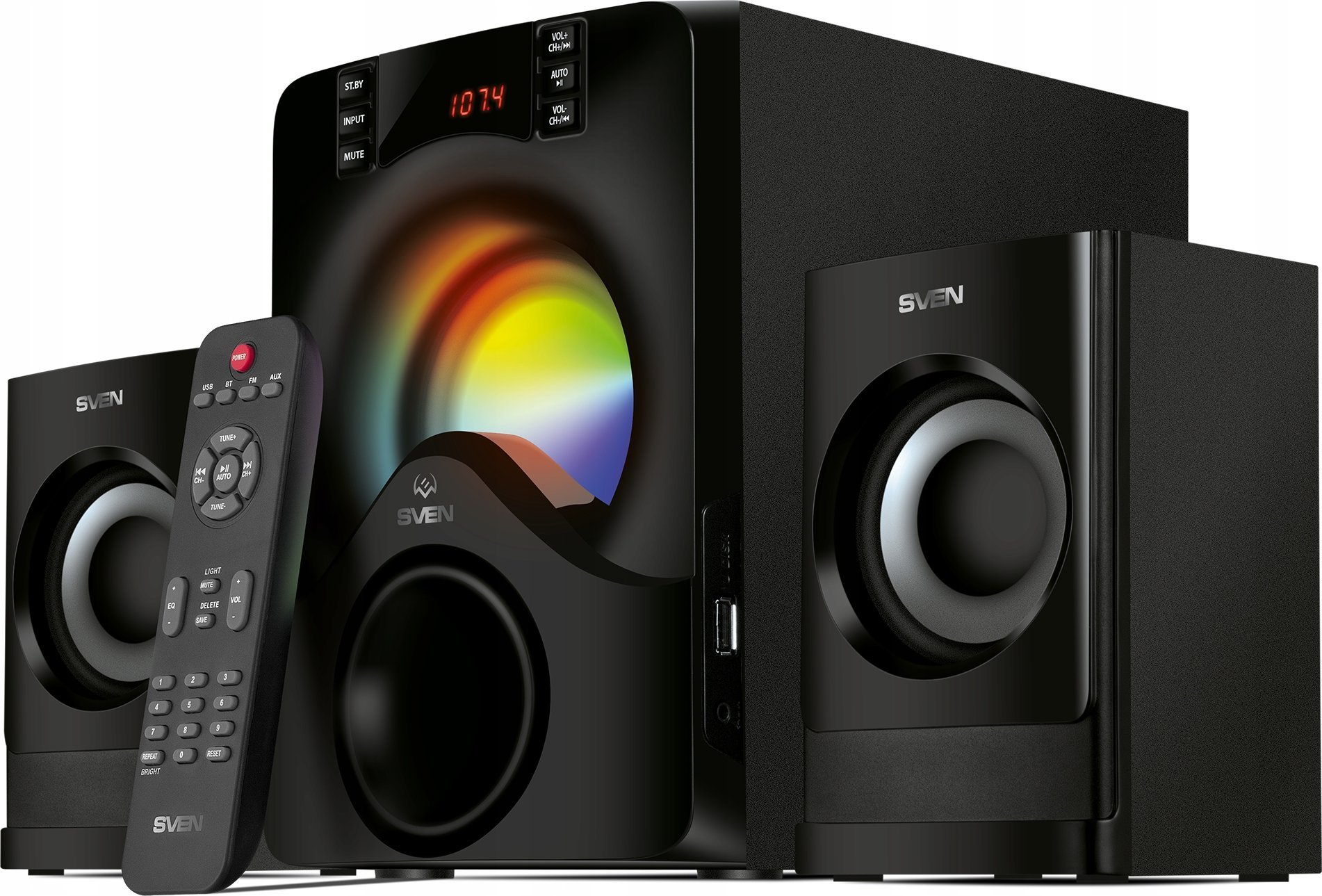 SVEN MS-312 black Bluetooth FM USB Display RC unit power output 20W+2x10W (RMS)