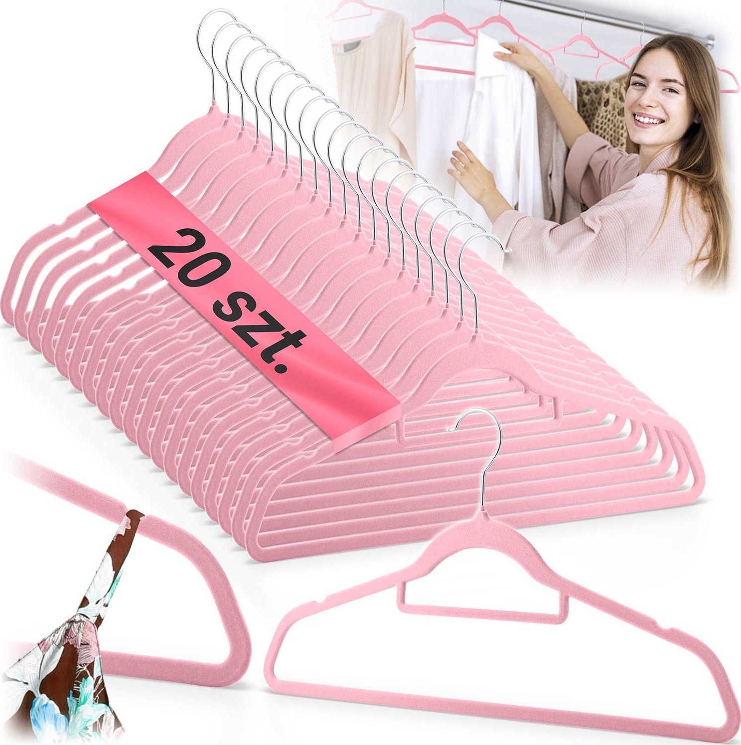 Massido Welurowe wieszaki na ubrania 20szt MS-859 Massido