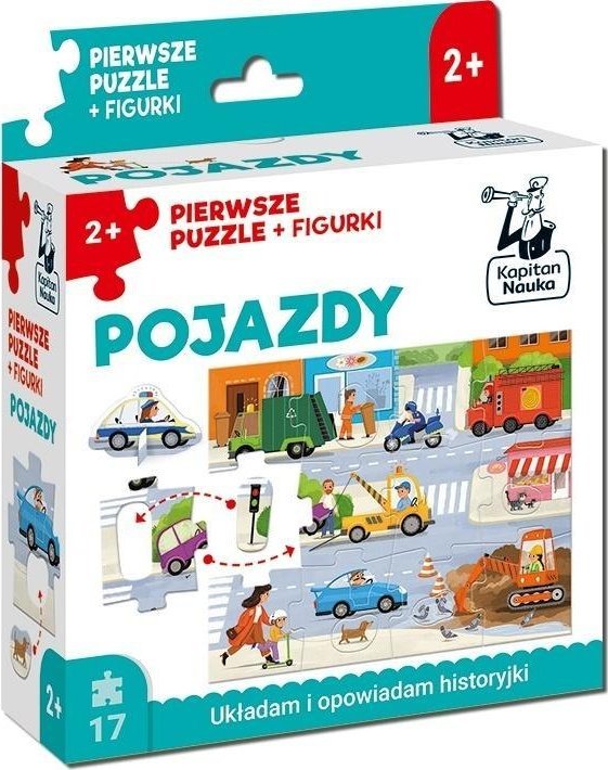 Pojazdy. Pierwsze puzzle + figurki. Kapitan Nauka