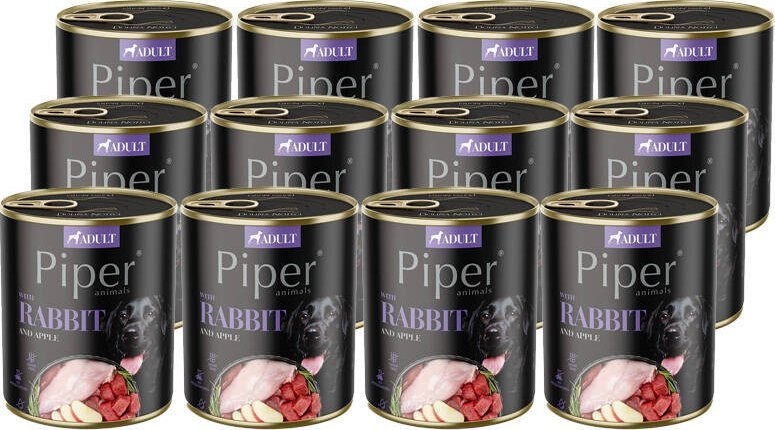 Mokra Karma dla psa Piper Animals z królikiem i jabłkiem zestaw 12 x 800 g