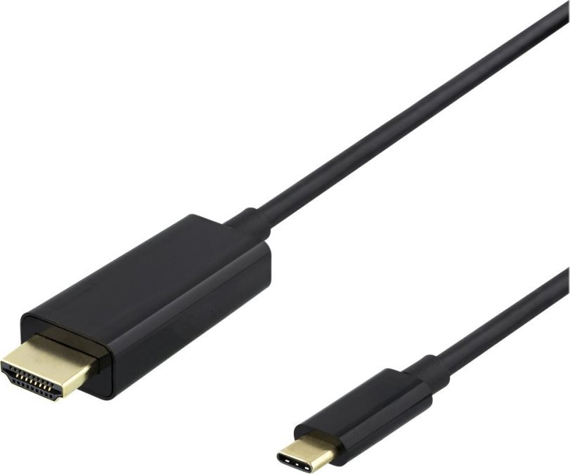 Kabel Deltaco USB-C - HDMI kabelis DELTACO 4K UHD, paauksuotos jungtys, 2m, juodas / USBC-HDMI1020-K / 00140021
