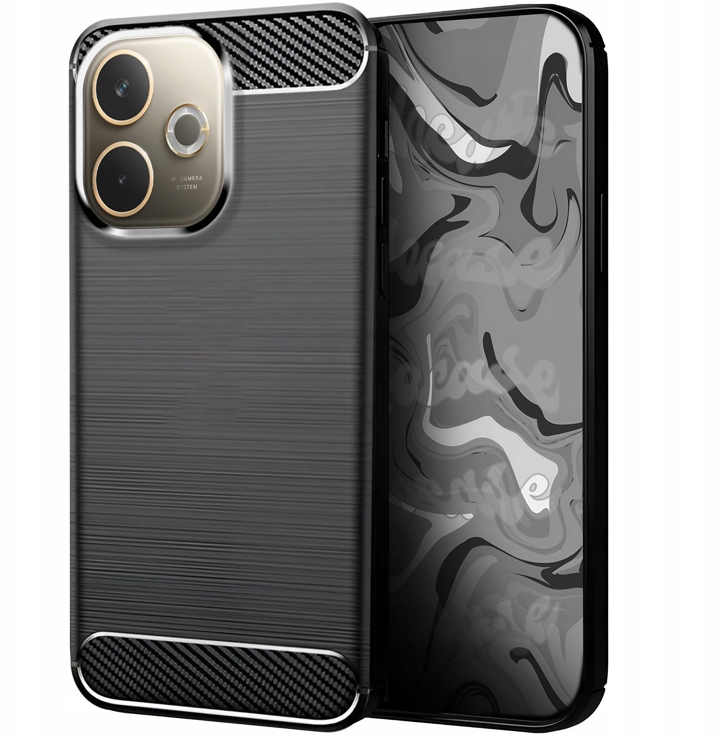 Etui do Oppo A5 Pro 5G (Czarne, Pancerne, Karbonowe, Ochronne, Plecki)