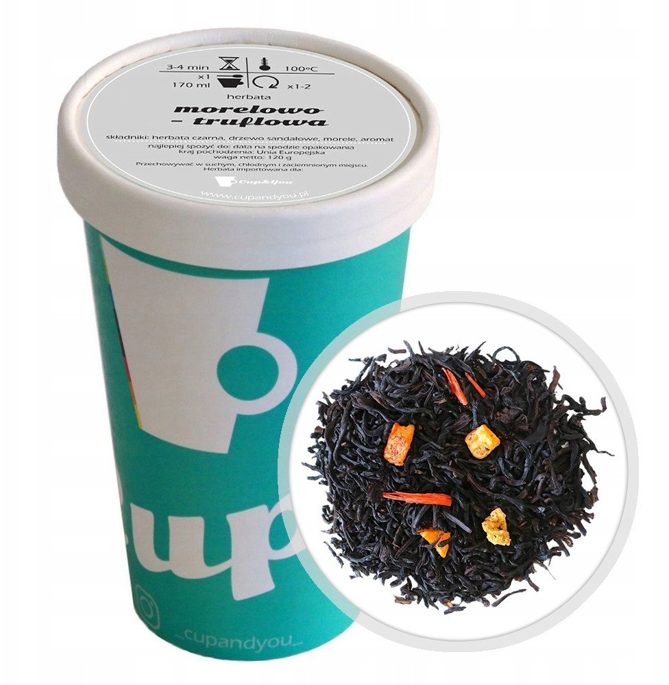 Herbata czarna MORELOWO TRUFLOWA premium drzewo sandałowe morele 120g - herbata liściasta sypana mieszanka napar susz