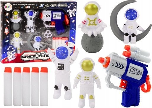 LeanToys Zestaw Pistolet Na Miękkie Strzałki Kosmiczny Kosmonauci