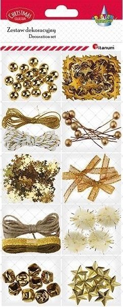 Zestaw dekoracji 12 rodzajów złoty