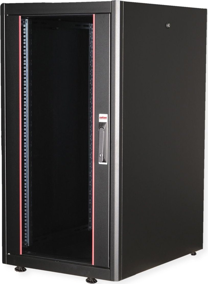 Szafa Roline Szafa sieciowa Basic 48,26cm 19 cali 22 HE 600x800 BxT szklane drzwi czarny