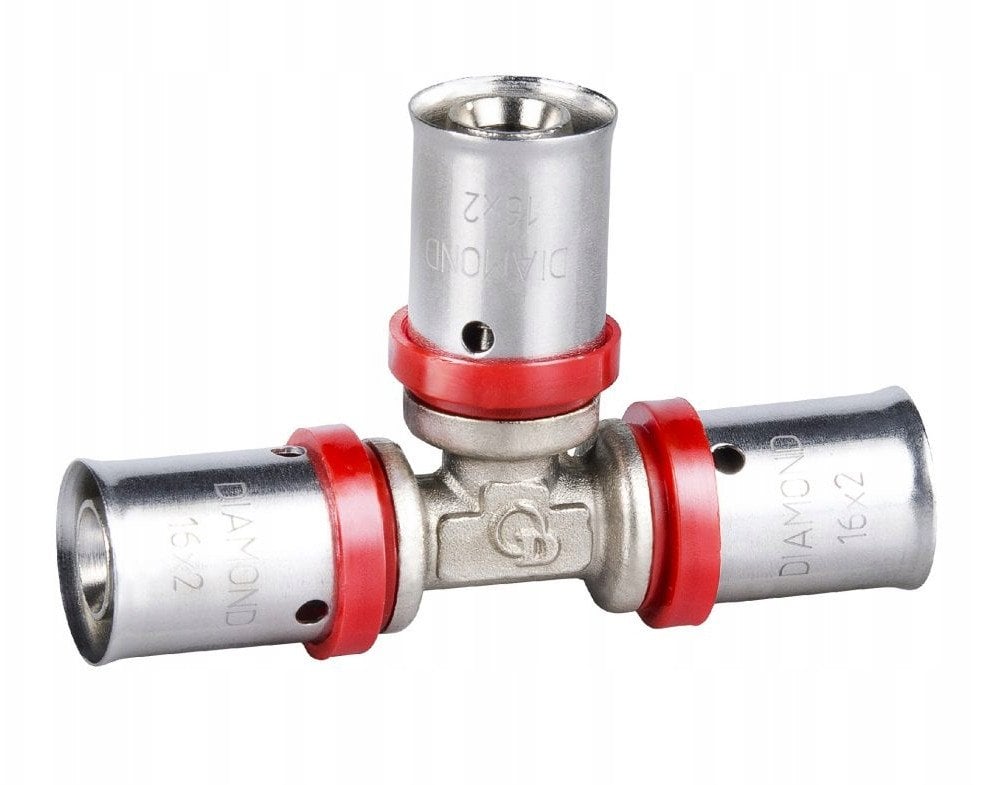 Diamond trójnik zaprasowywany potrójny PEX-AL-PEX z mosiądzu 20x20x16 FZZ-009.20X20X16.T-3