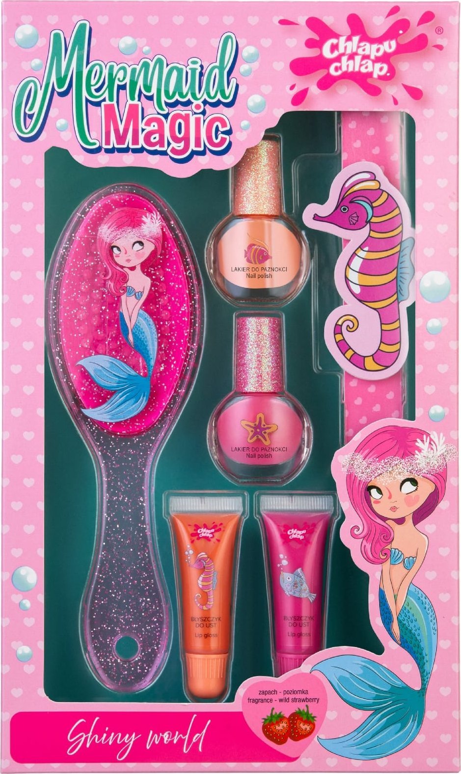 CHLAPU CHLAP Mermaid Magic Zestaw dziecięcy ze szczotką, lakierami do paznokci, pilniczkiem i błyszczykami do ust