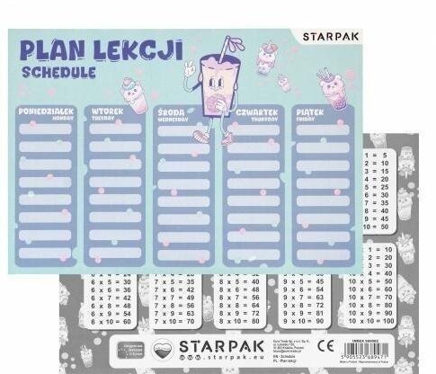 Starpak Plan lekcji z tabliczką mnożenia Bubble Tea (25szt)