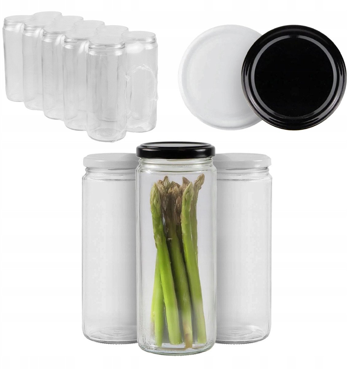 10x Słoik LONG 500ml wysoki na PRZYPRAWY MIÓD PRZETWORY + WIECZKO 0,5l