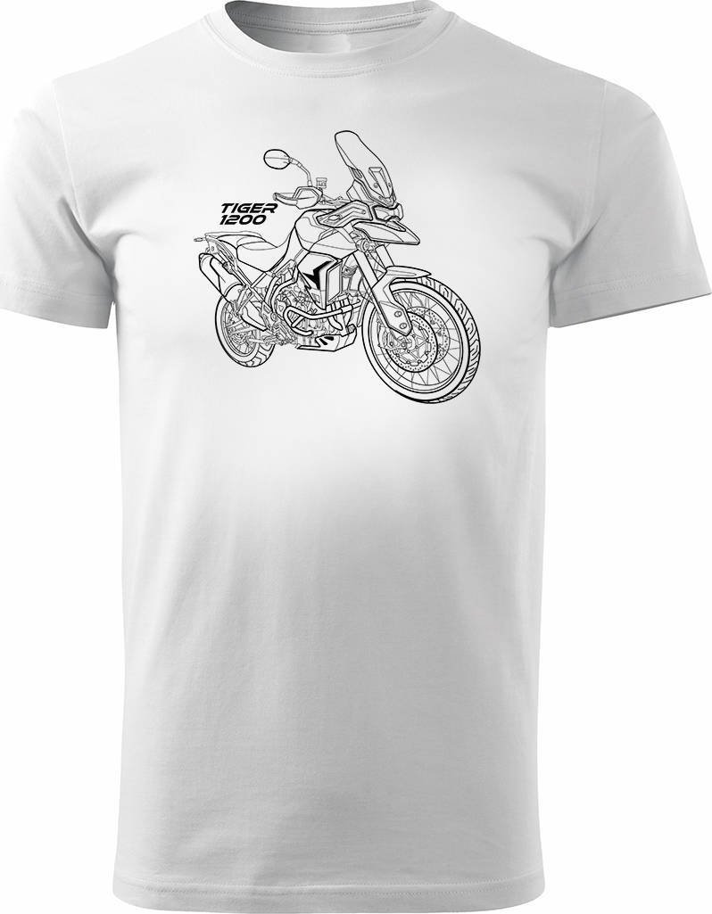 Topslang Koszulka motocyklowa z motocyklem na motor Triumph Tiger 1200 męska biała REGULAR L