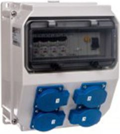 PCE Rozdzielnica stacjonarna LUBLIN 9modułów z zabezpieczeniami 4xGS 16A 250V FI40 IP44 9018012 - 9018012