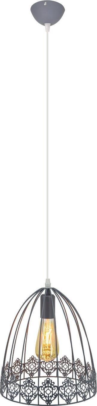 Lampa wisząca Mdeco Loftowa LAMPA wisząca ELM6802/1 ZWIS - 02 MDECO druciana OPRAWA metalowa klatka zwis szary