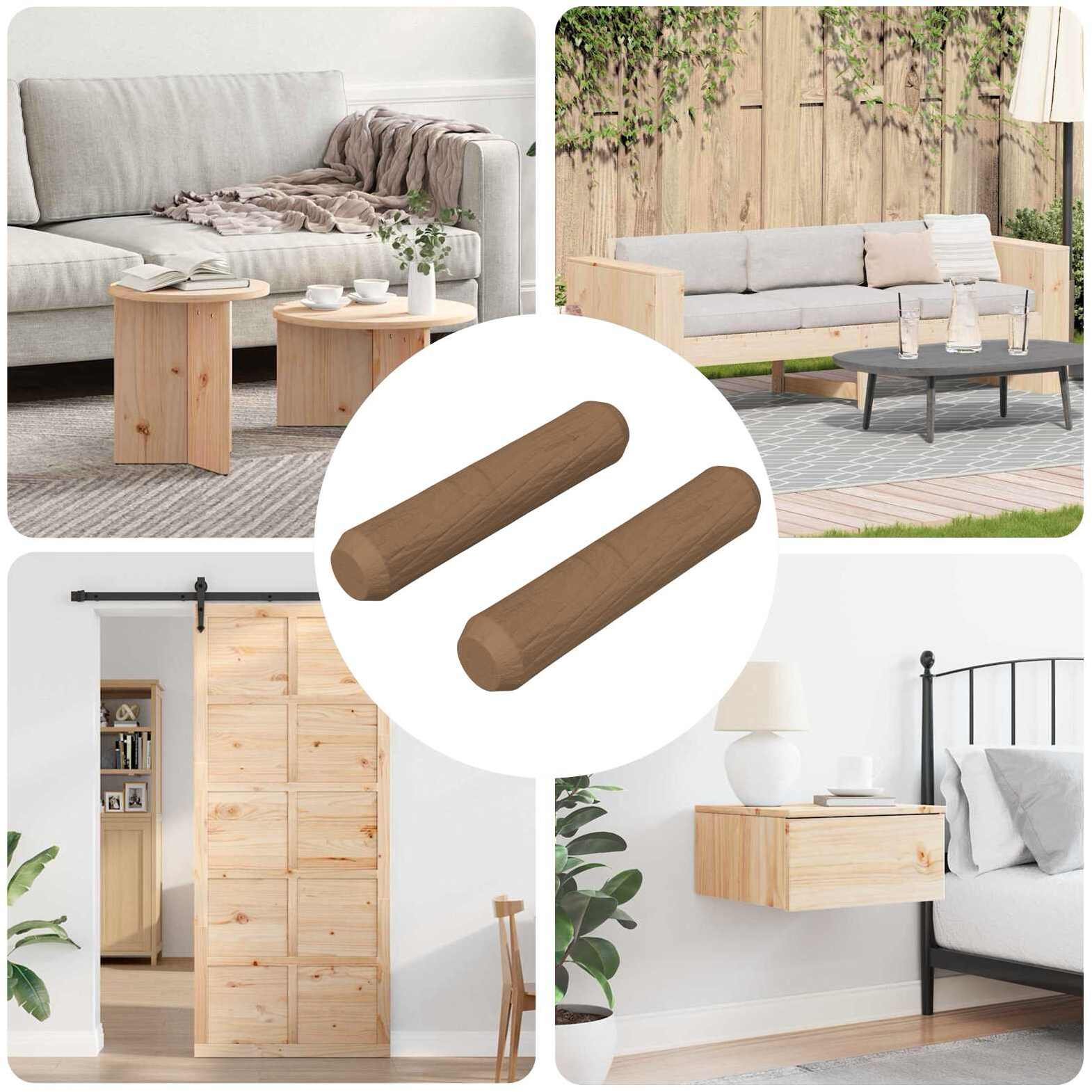 vidaXL Drewniane kołki 2 pcs Brązowy 8 x 35 mm Lekkie drewno