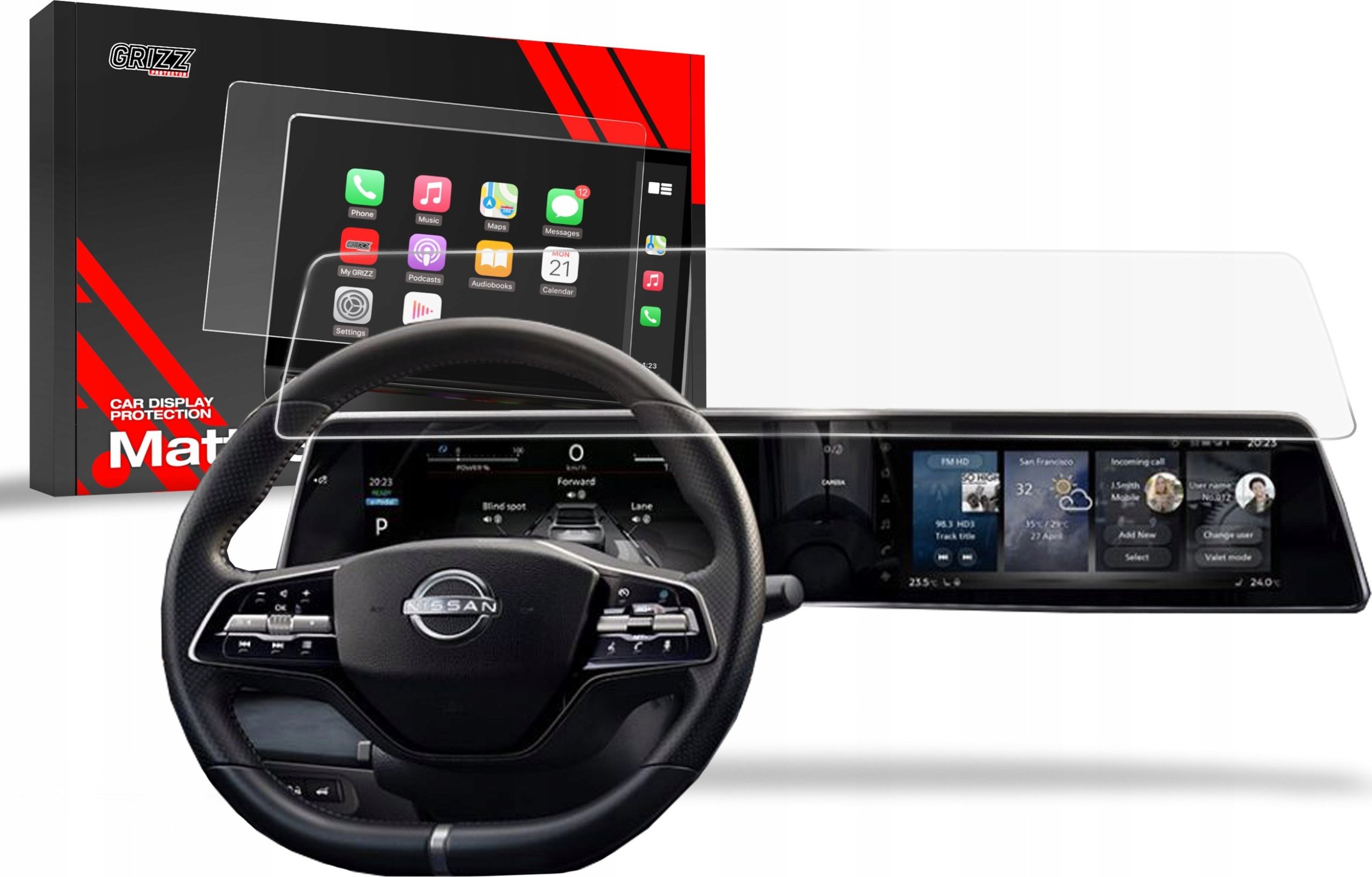 GrizzGlass Folia matowa GrizzGlass CarDisplay Protection do Nissan Ariya 12,3" 2024