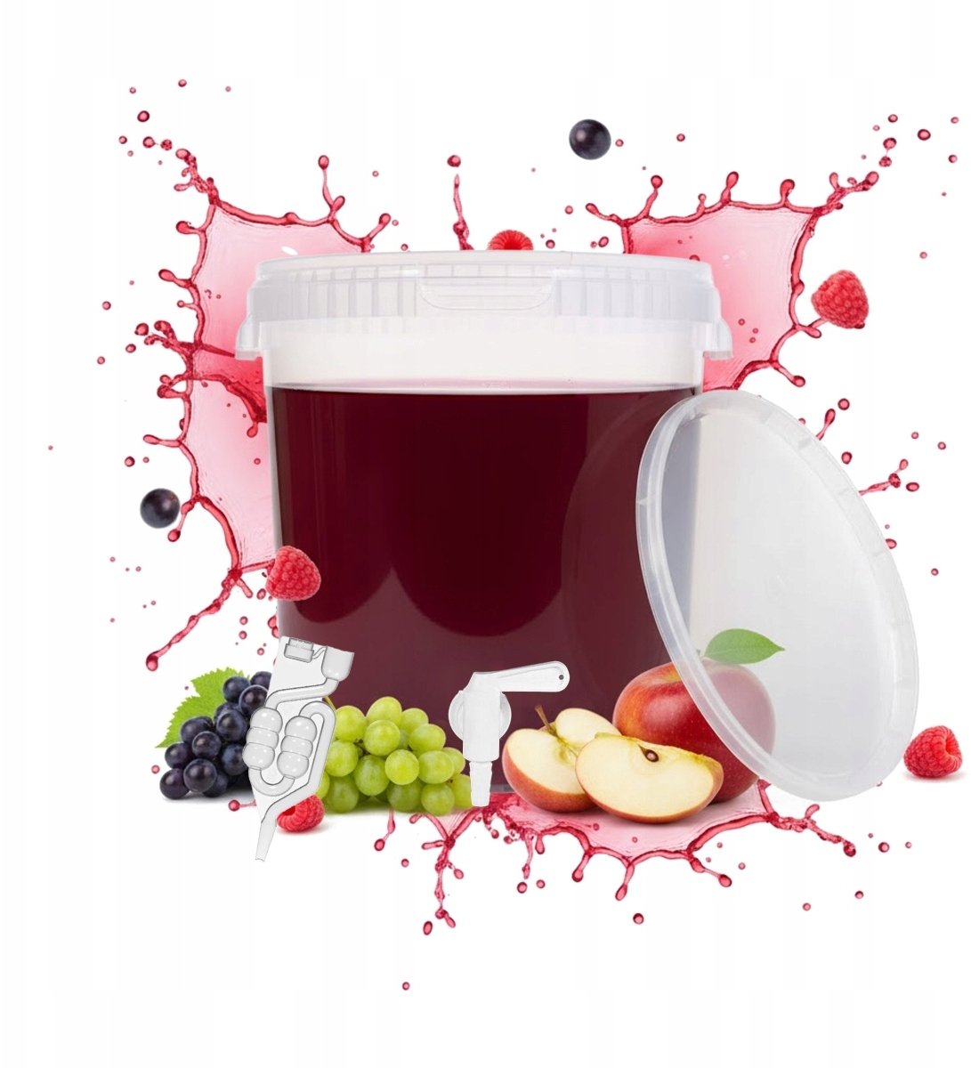 POJEMNIK FERMENTACYJNY 33l WIADRO BEZBARWNE KRAN + RURKA Na Wino Piwo