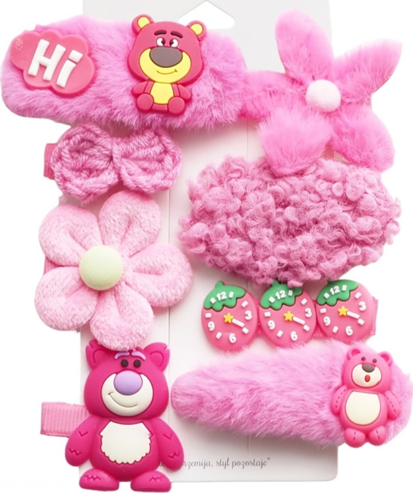 eCarla Zestaw pakiet 8w1 spinek wsuwek do włosów puchate MISIE SP281