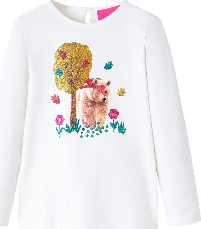 vidaXL Koszulka dziecięca z długimi rękawami, kolor ecru, 140