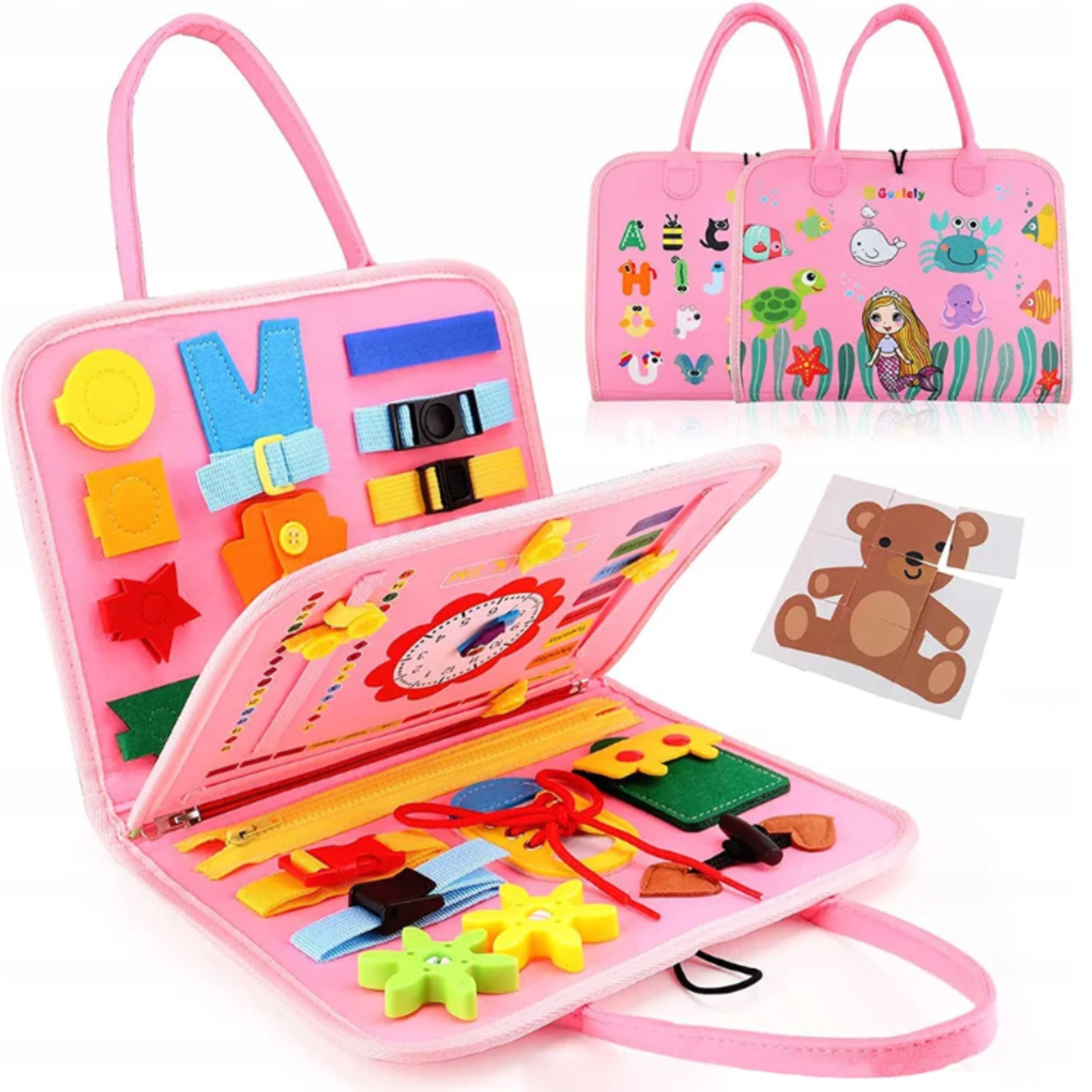 KREATYWNA FILCOWA KSIĄŻECZKA EDUKACYJNA MONTESSORI 8w1 ZABAWA PRZEZ NAUKĘ