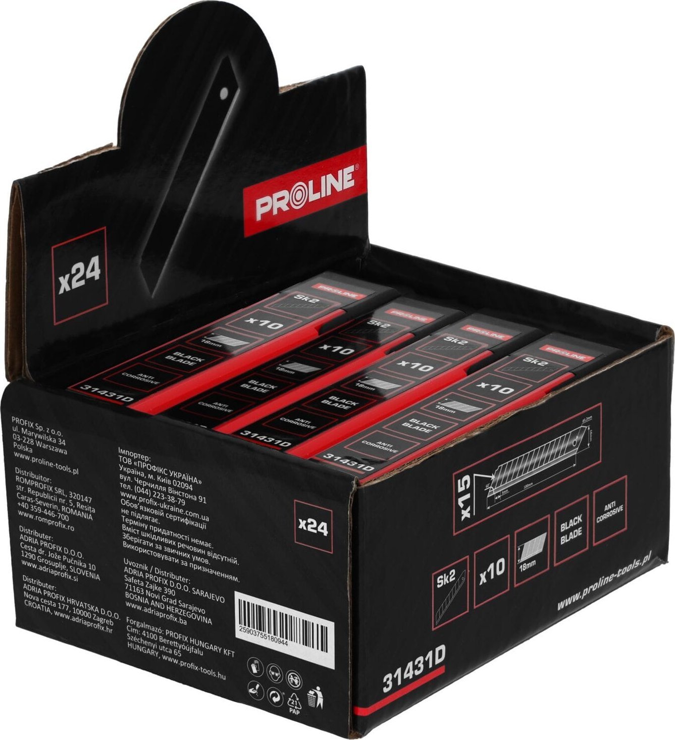 Pro-Line OSTRZE WYMIENNE 9*0,38MM SK2 SZT.10 CZARNE DISPLAY PROLINE