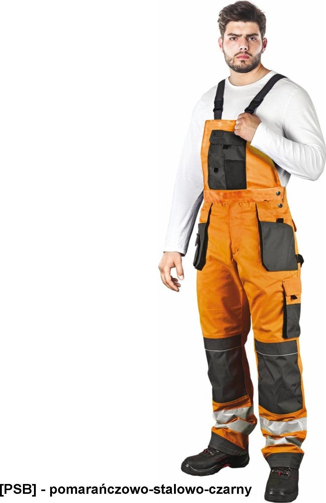 R.E.I.S. LH-FMNX-B - OSTRZEGAWCZE SPODNIE OCHRONNE OGRODNICZKI - pomarańczowo-stalowo-czarny 52