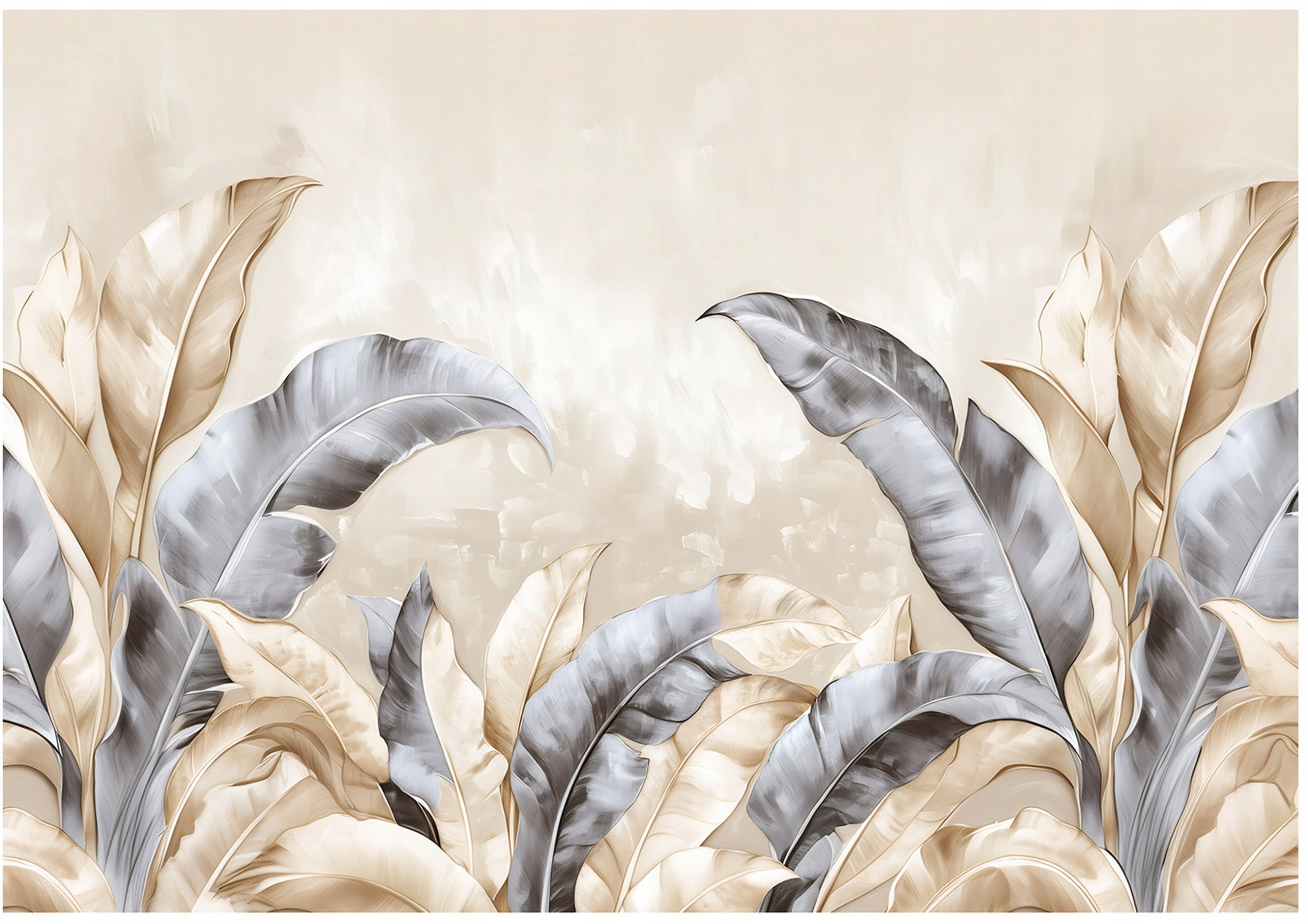 Fototapeta Liście Beżowe Beton Sypialnia Salon Tapeta Flizelina 300X210