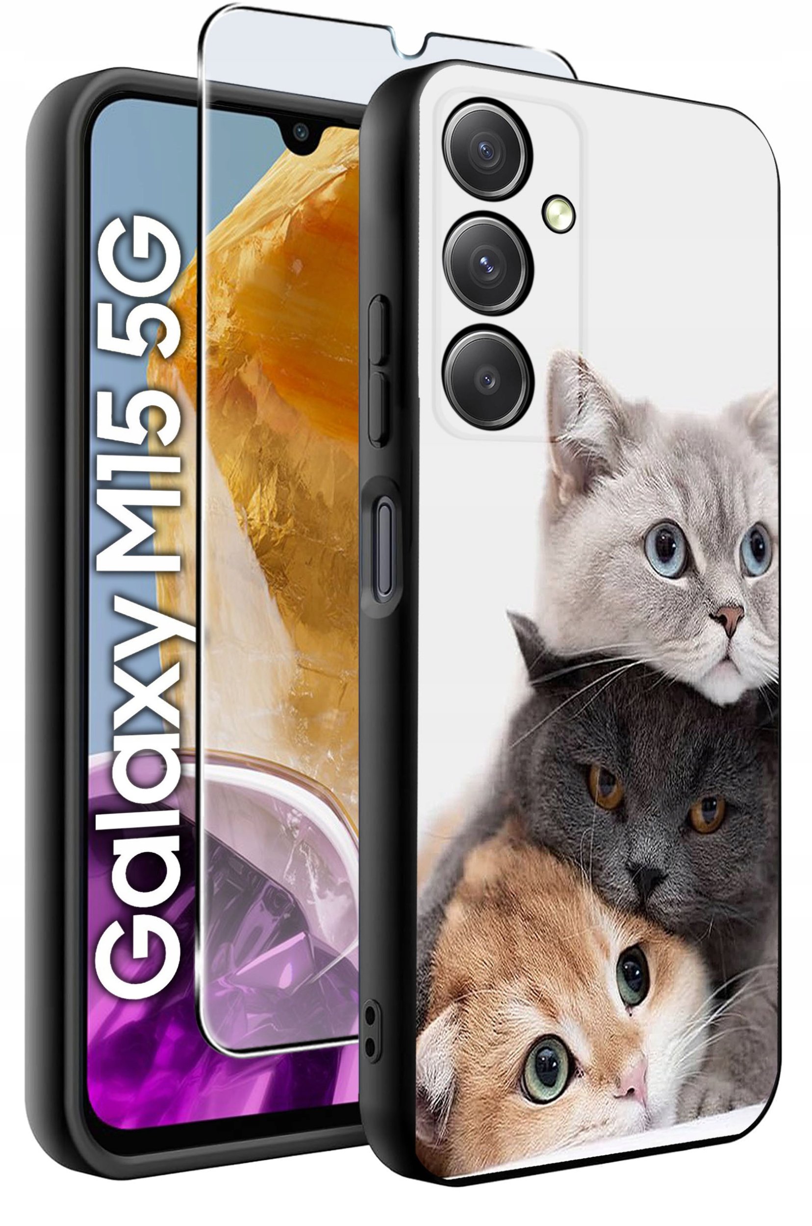 ETUI do Samsung M15 5G WZORY | SILIKONOWE MATT CASE + SZKŁO HARTOWANE 9H