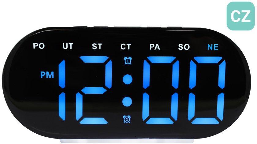 JVD Zegar sieciowy LED SB8035.3 cyfry 5 cm, termometr, budzik, wersja czeska