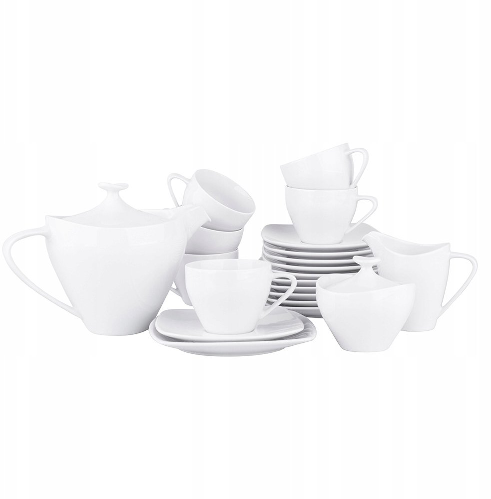 Lumarko MARIAPAULA Nowoczesny kwadratowy biały zestaw do kawy 6/21