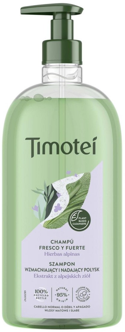 Timotei Strength&Shine Szampon Wzmacniający i Nadający Połysk Ekstrakt z Alpejskich Ziół 750ml