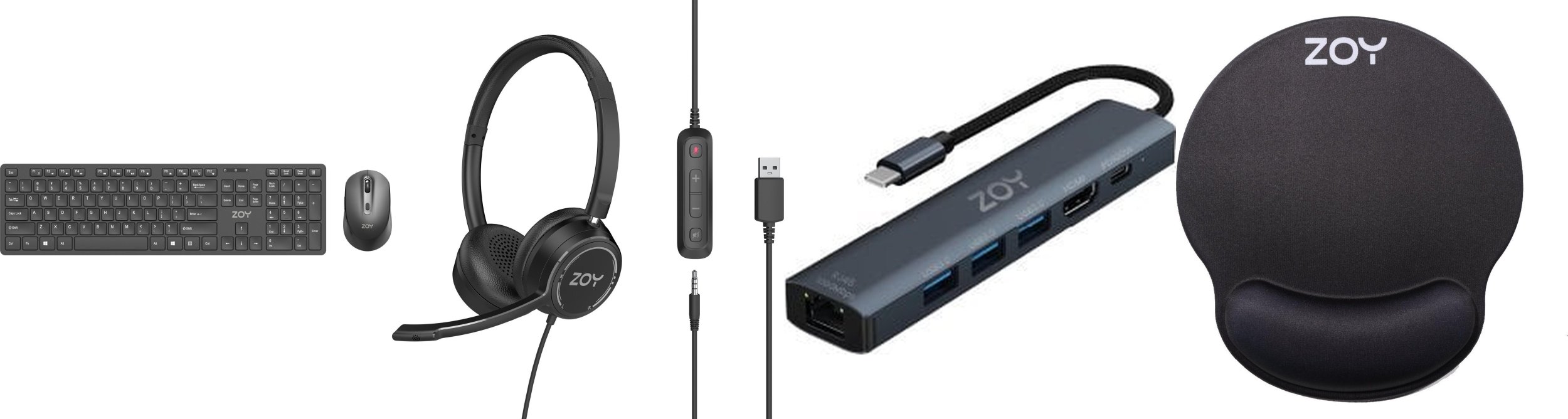 Klawiatura + mysz ZOY Zestaw klawiatura + mysz + słuchawki + podkładka ZOY