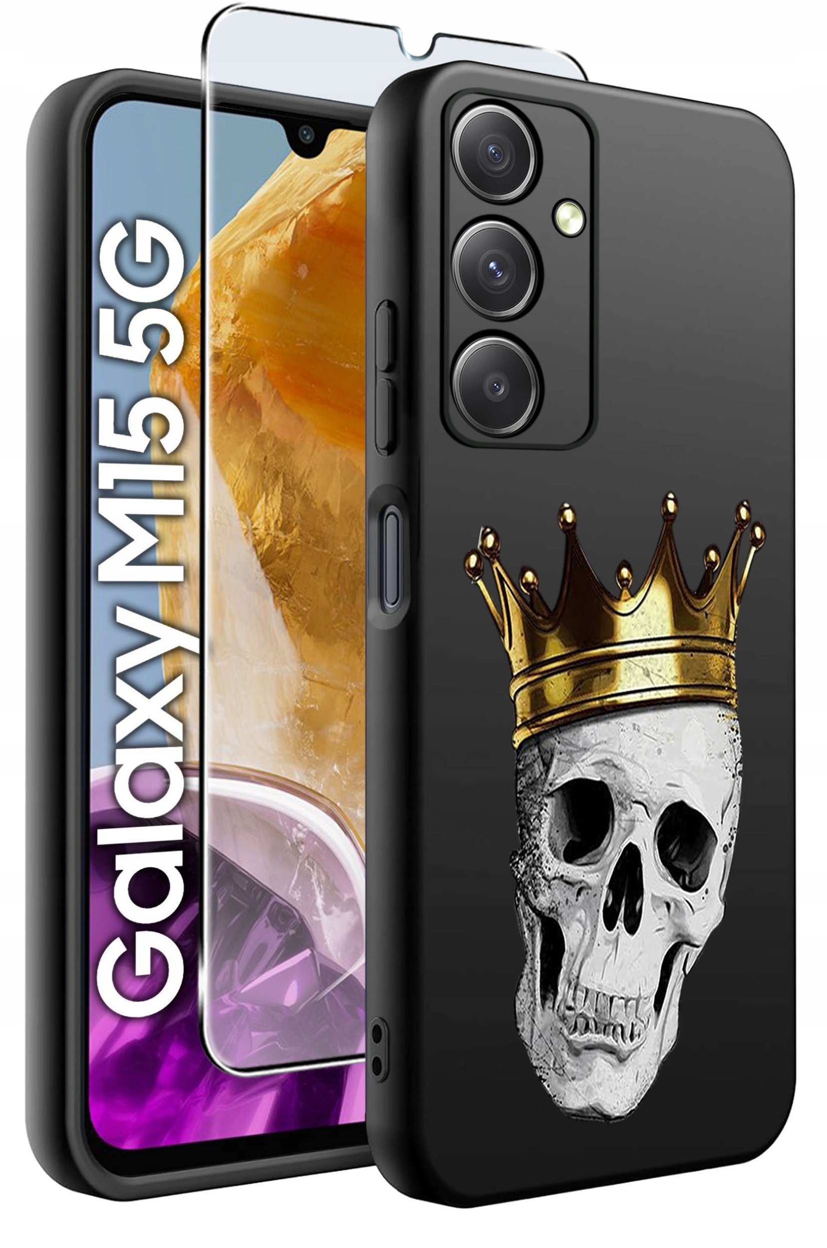 ETUI do Samsung M15 5G WZORY | SILIKONOWE MATT CASE + SZKŁO HARTOWANE 9H