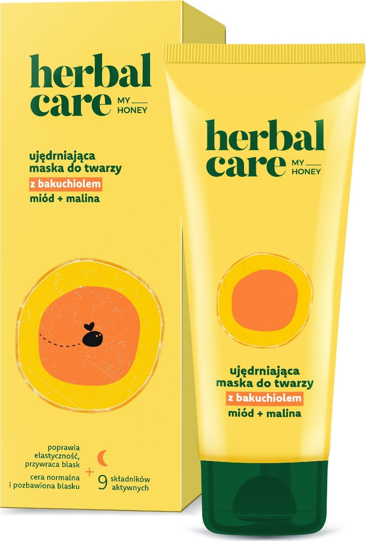 HERBAL CARE My Honey Ujędrniająca Maska do twarzy z bakuchiolem + miód i malina na noc - do cery normalnej i pozbawionej blasku 50 ml