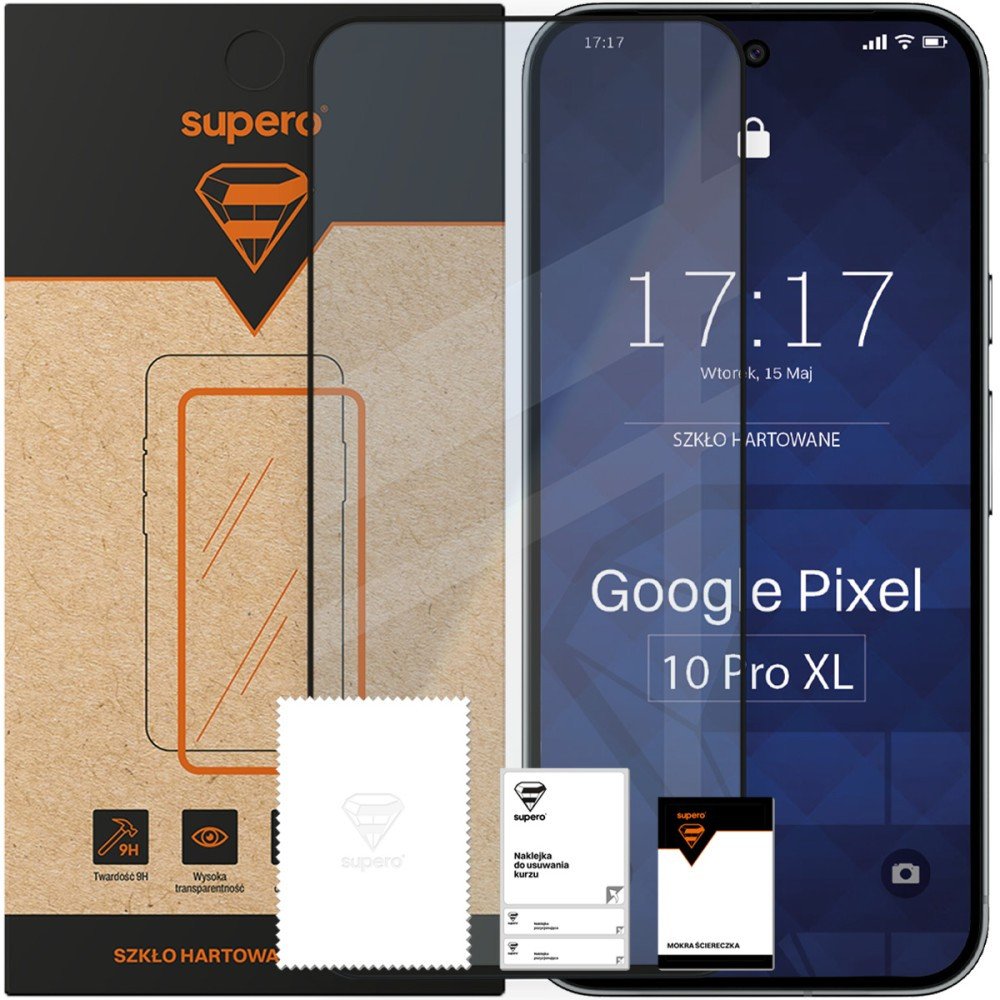 Szkło hartowane Supero do Google Pixel 10 Pro XL, z czarną ramką
