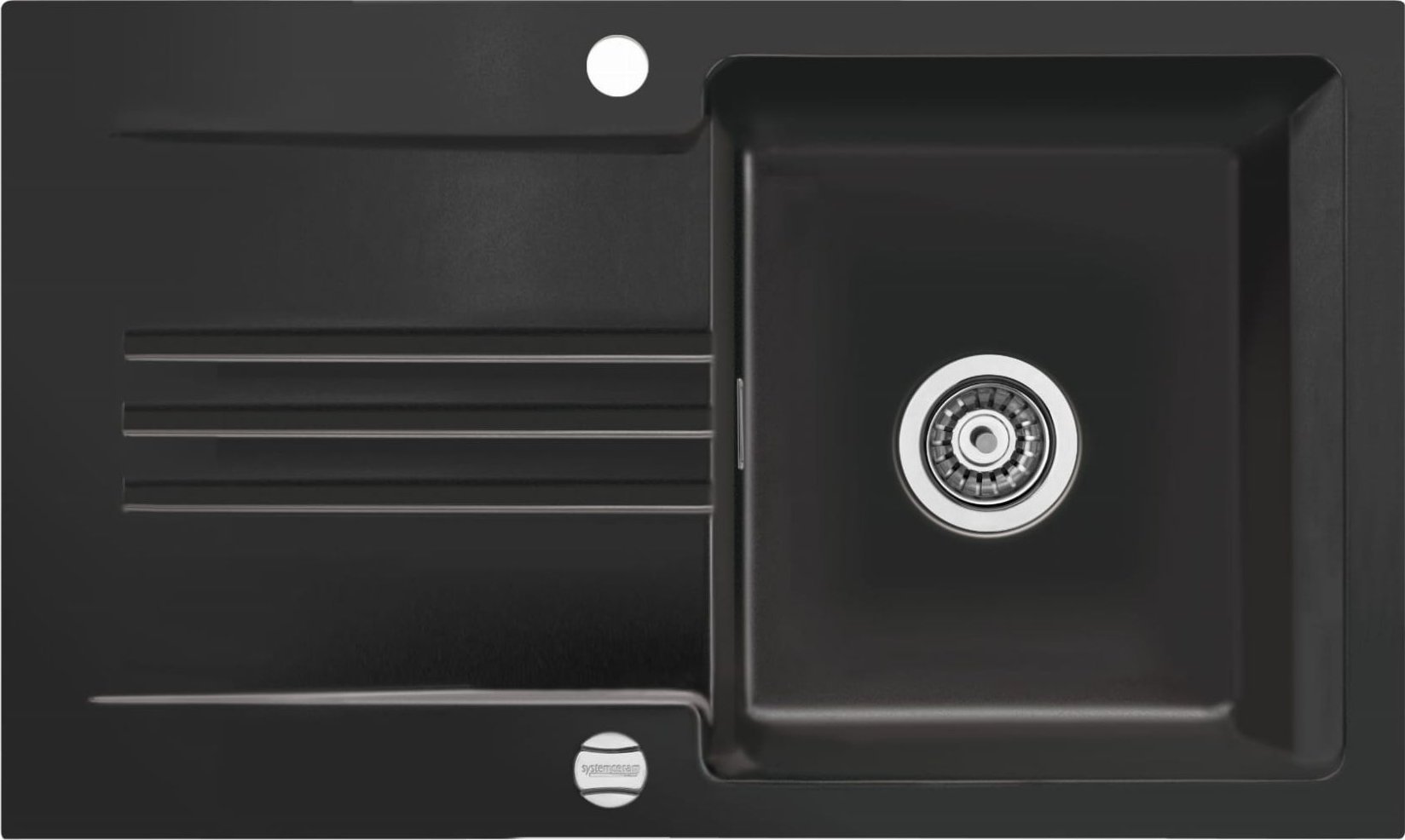 Zlewozmywak SYSTEMCERAM Systemceram Kara 85 Nero, zlewozmywak ceramiczny, korek manualny