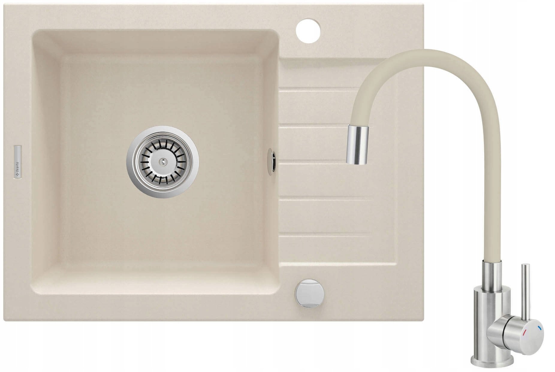 Zlewozmywak granitowy z baterią 1-komorowy z ociekaczem