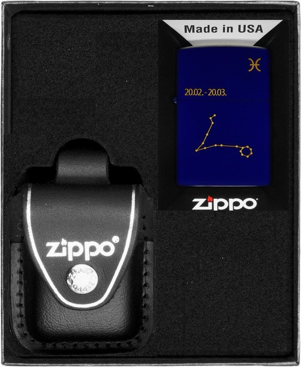 Zestaw ZIPPO Zapalniczka ZODIAC PISCES DESIGN RYBY Prezentowy No3