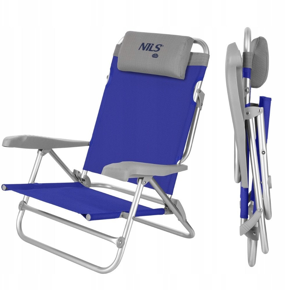 NC3502 KRZESŁO TURYSTYCZNE 2W1 SKŁADANE NIEBIESKO-SZARE NILS CAMP