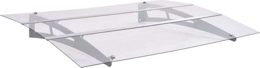 vidaXL Daszek nad drzwi, srebrno-przezroczysty, 120 x 90 cm, PET