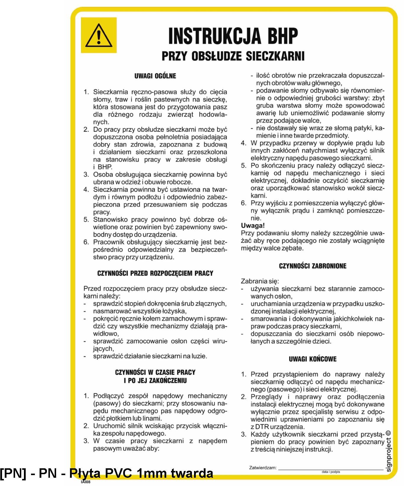 IAI08 - Instrukcja BHP przy obsłudze sieczkarni