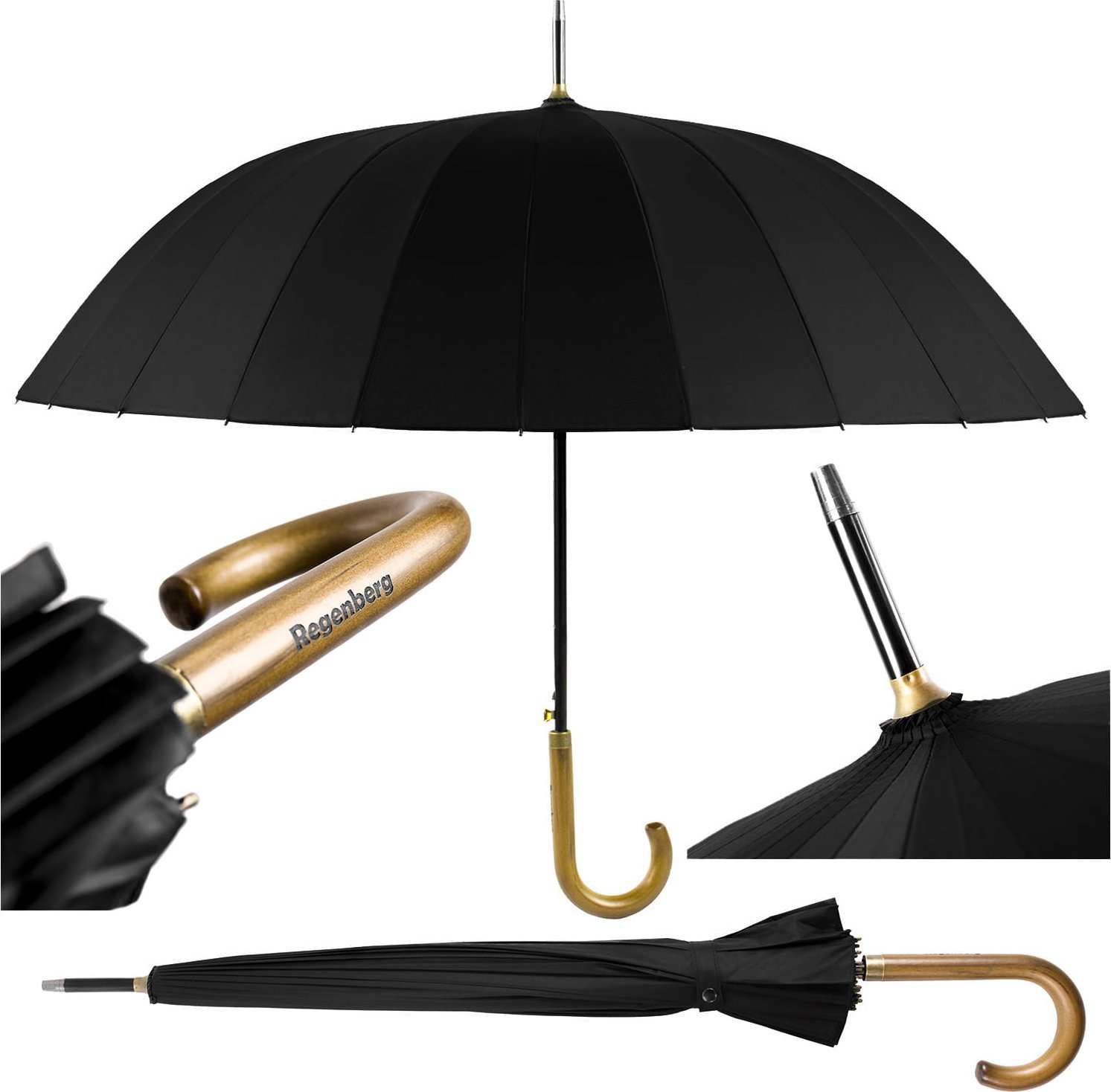 ZOLTA Parasol męski Parasolka Drewniana rączka + pokrowiec