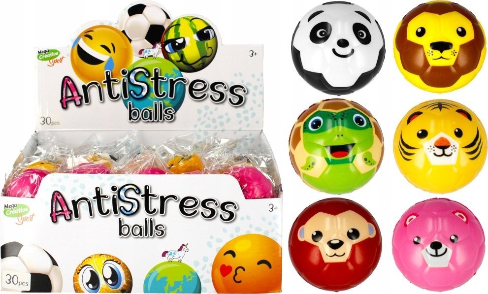 Mega Creative PILKA ANTYSTRES 6CM ZWIERZ SPORT MC 30/300/600