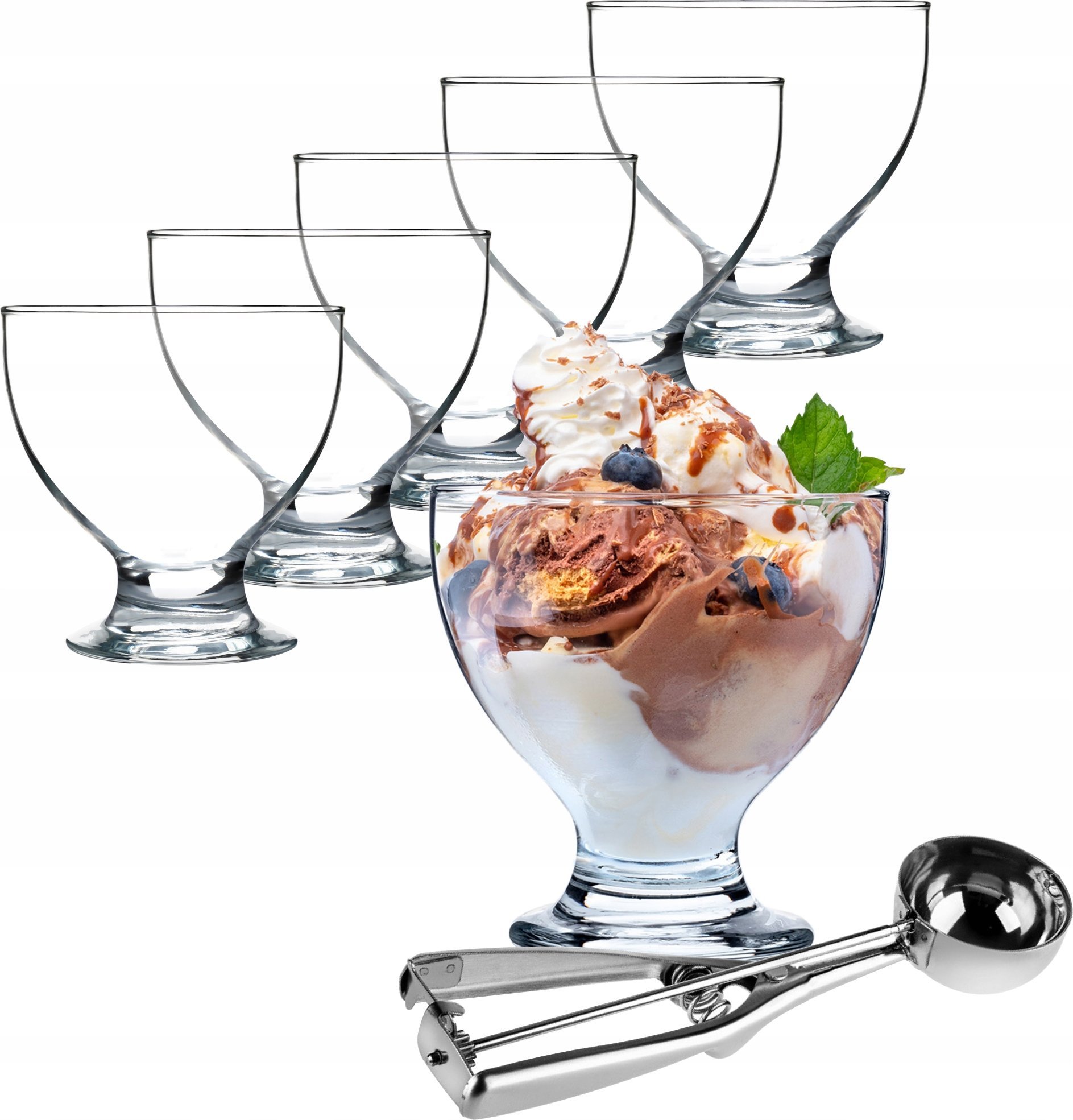 Kadax Pucharki Na Lody Desery 450ml 6x + Łyżka Do Lodów
