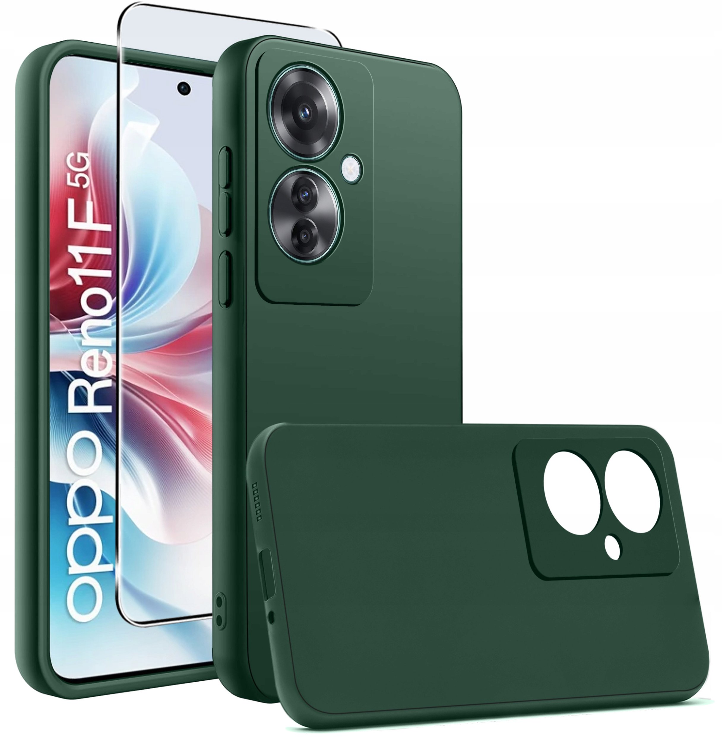 Etui do Reno11 F 5G silikonowe MATOWE CZARNE + Szkło ochronne na ekran 9H