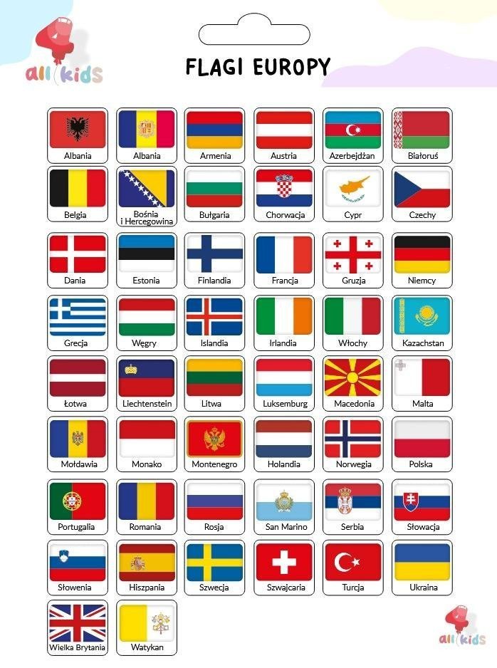 Naklejki dla dzieci Flagi Europy