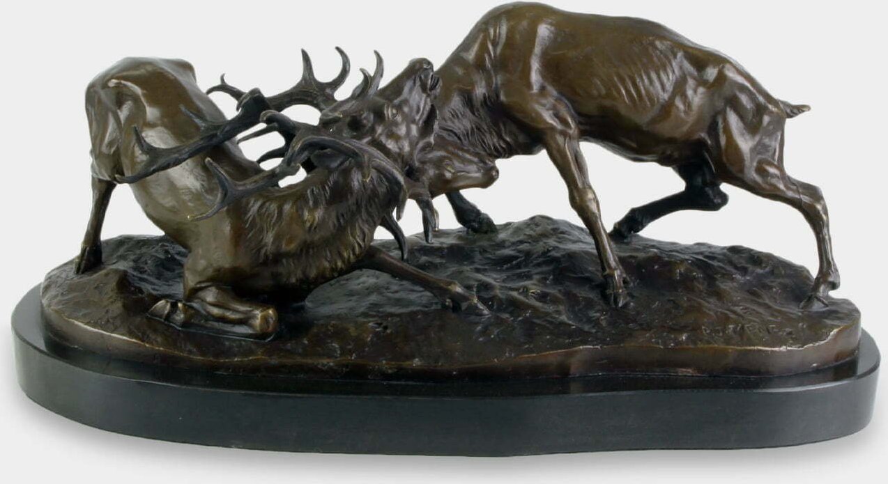 rzezbyzbrazu Dwa Walczące Jelenie Rzeźba z Brązu