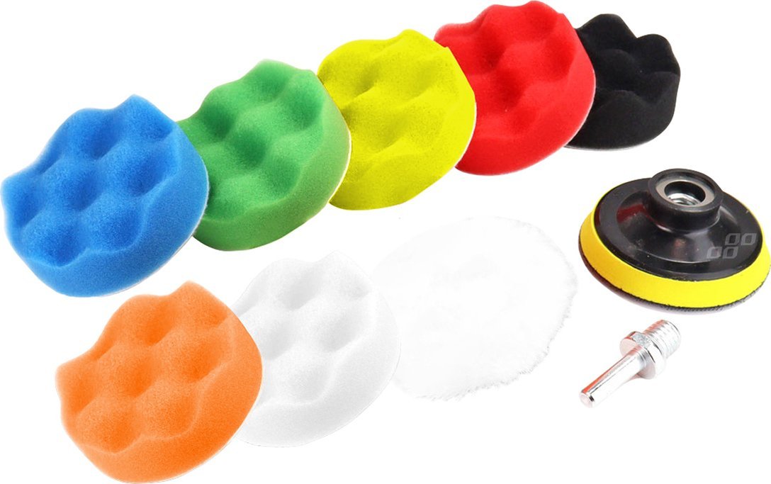 AMiO Zestaw gąbek do polerowania gąbki polerskie 8 el.+ dysk 80 mm + adapter m14 amio-03699