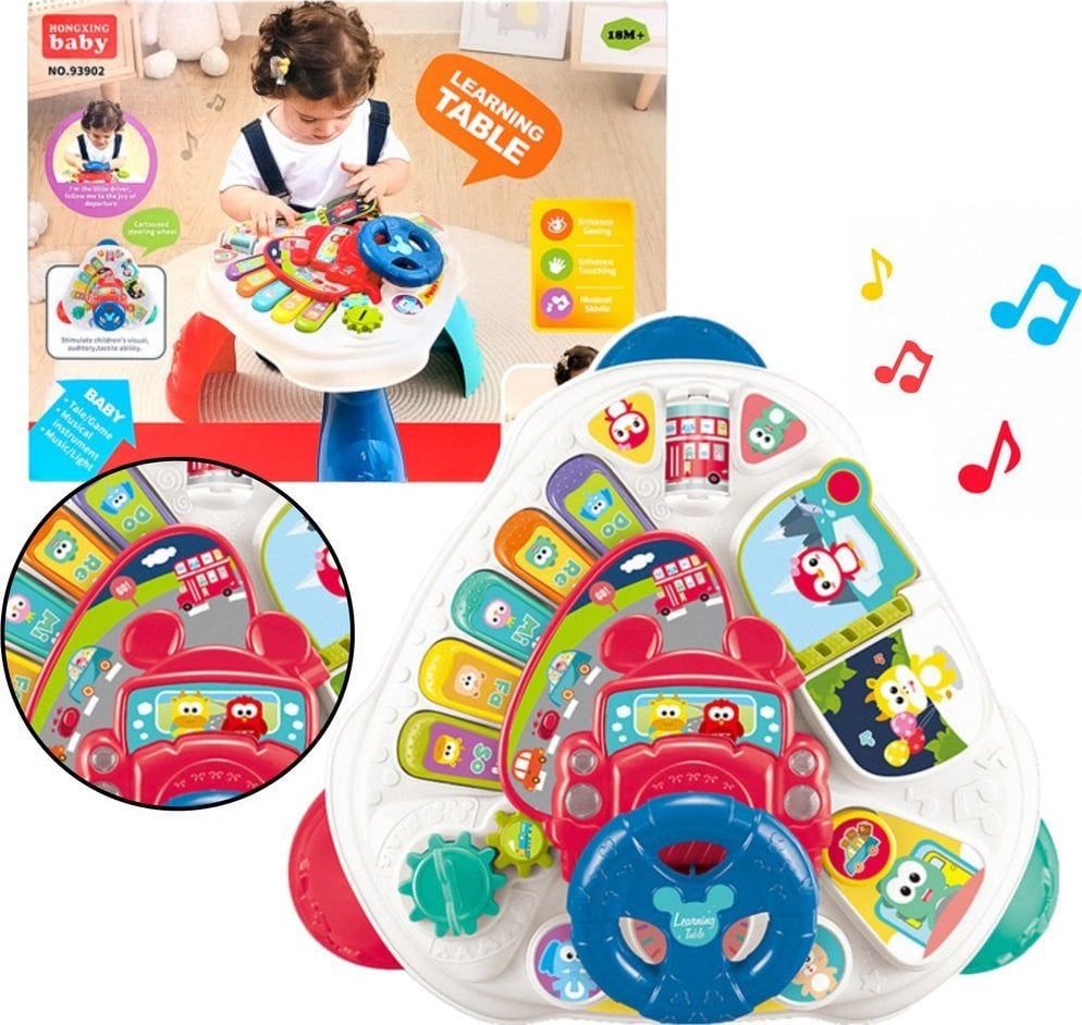 LeanToys Interaktywny Stolik Edukacyjny Z Kierownicą Trójkątny Kolorowy