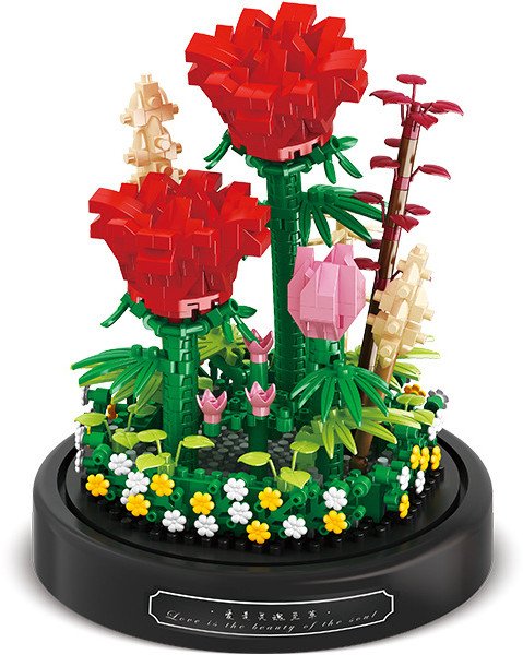 Klocki KWIATKI w SZKLE LAS SŁOIKU MAKROKLIMAT DEKORACJA PREZENT RED RÓŻE